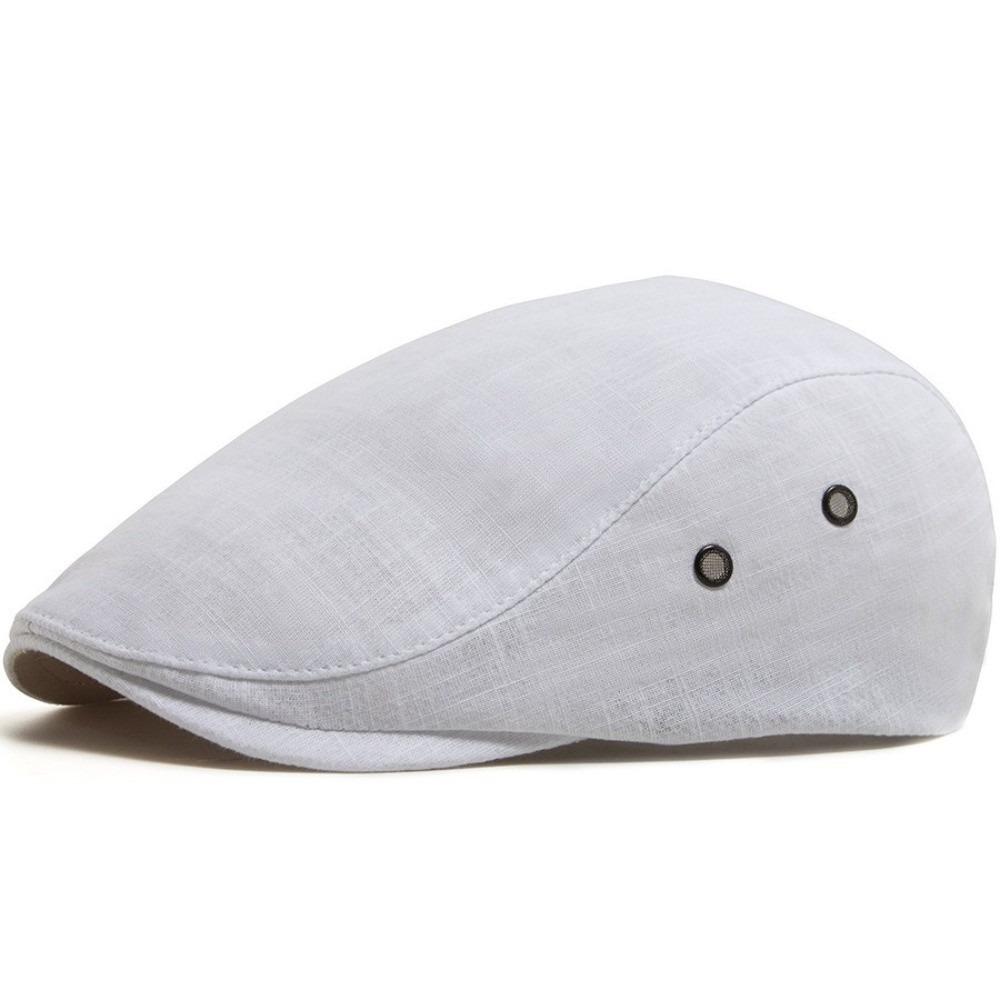 Linen Material Linen Flat Cap Unisex Design Peaked Cap Casual Newsboy Cap For Men