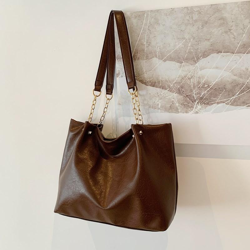 Stylish Large Tote Bag For Women In Black White Brown Or Coffee With Chic Design And Soft Pu Material