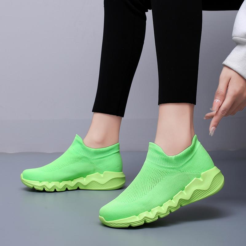 Fashion Red Sneakers Male Size 35-48 Breathable Knit Socks Shoes Woman Slip-On Platform Women's Sports Shoes Zapatillas De Mujer