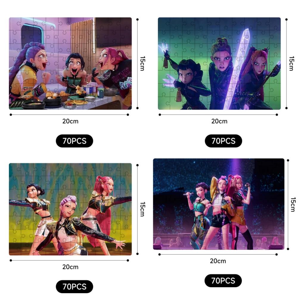 Anime Demon Hunters jigsaw puzzle Toys Board Game Rumi Mira Zoey Huntrix Character Pattern Collectible Decor Children Gifts