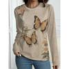 New Autumn Women's Long-Sleeved T-Shirt Casual T-Shirt Top T-Shirt Vintage Floral Pattern OverSize Women's Clothing
