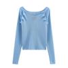 European and American Style, Women's Clothing, Fashionable and Versatile Temperament, Cross-border Pleated Decorative Knitted Top