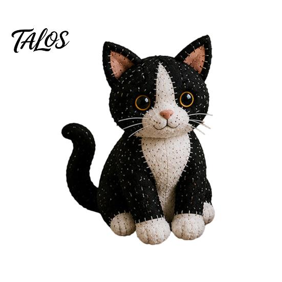 Kit de Manualidades para Adorno de Gato Patchwork DIY, Crea un Adorable Adorno, Animal 3D Costura Tela Pre-cortada Gatito Lindo para Adultos Principiantes, Decoración del Hogar