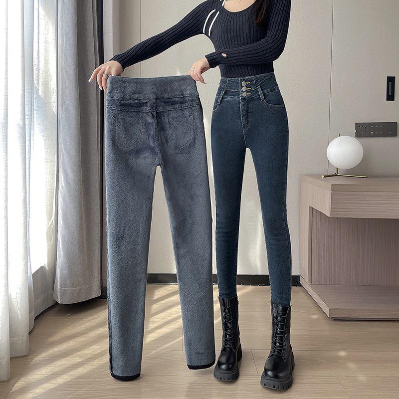 Plus Velvet High Waist Skinny Jeans for Women - Slimming, Thickened Pencil Pants