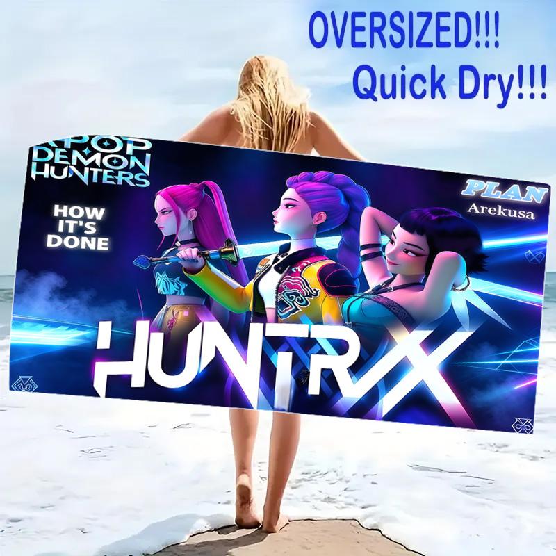 HUNTRIX Print Beach Towel, Large Soft Quick Dry Towel for Beach Camping Swimming