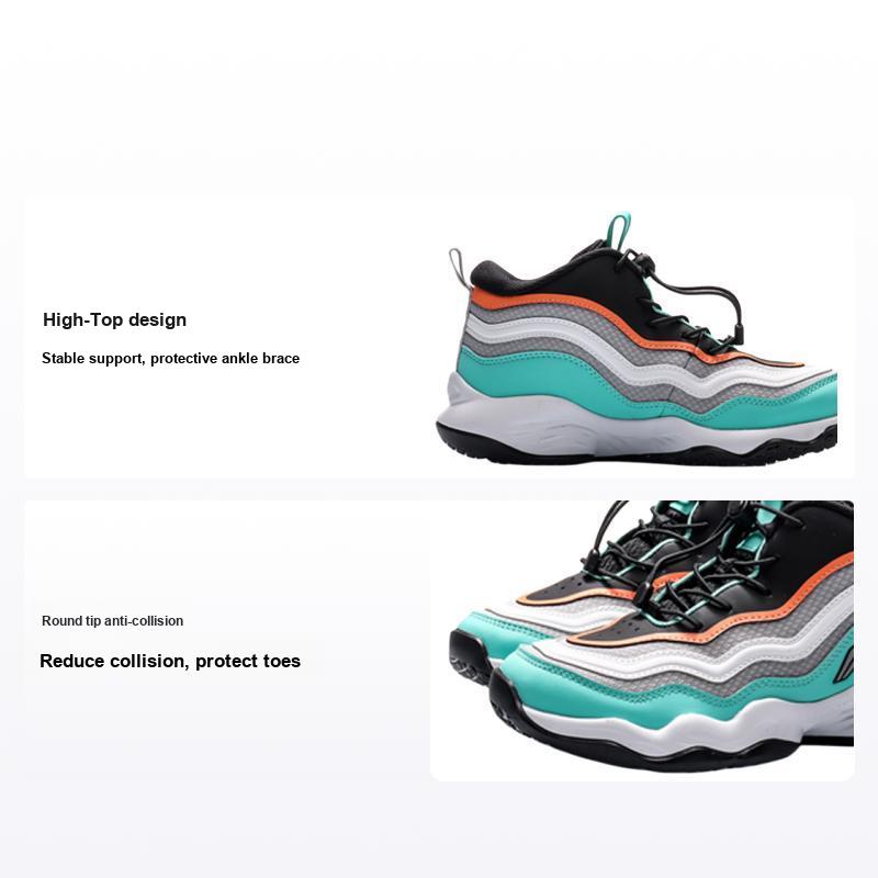 Баскетбольные кроссовки Li Ning Youth Kids Dunk Master Shock Absorbing Lightweight Rebound High Top Детские баскетбольные кроссовки Серо-зеленый YKBP086-5 31