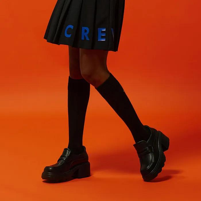Fur Mix Knee Socks BK