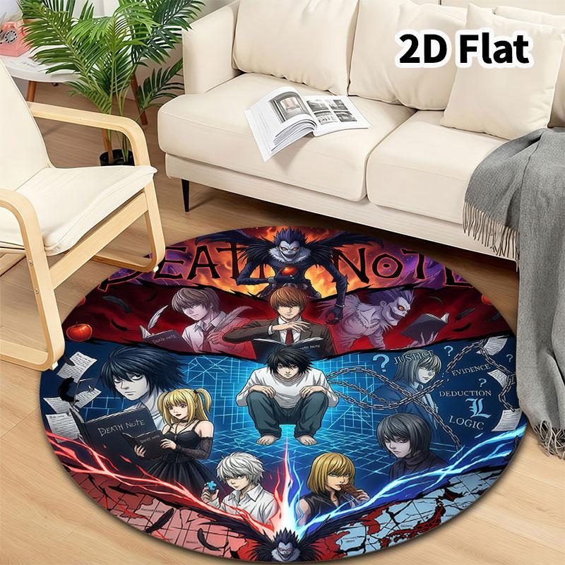 Death Note Round Area Rug Carpet Rug For Living Room Bedroom Sofa Playroom Decor Nonslip Floor Mat