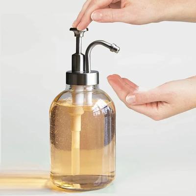 Druckknopfmund Glasflasche Handdesinfektionsmittel Flüssigseife Lösung Lotion Duschgel Pumpspenderflasche Nordische Badezimmer Aufbewahrungsflasche