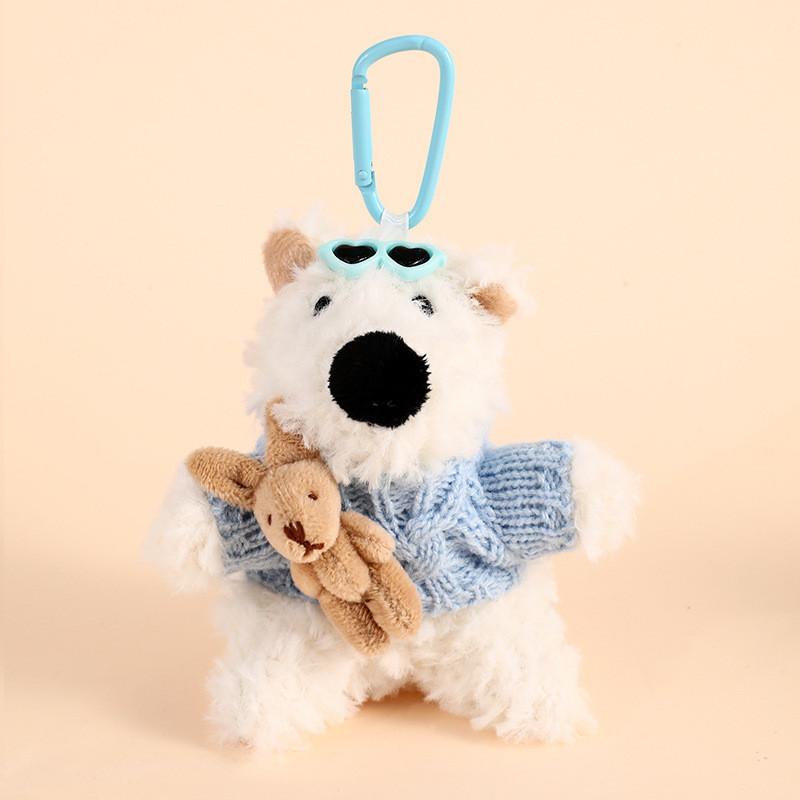West Highland Terrier Pendant Plush Toy Puppy Car Keychain Dog Doll Accessories