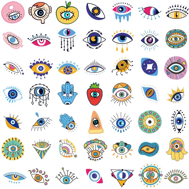 10/25/50pcs Colorful Graffiti Evil Eyes Stickers for DIY Suitcase Water Bottle Phone Laptop Guitar Car Motorcycle Skateboard