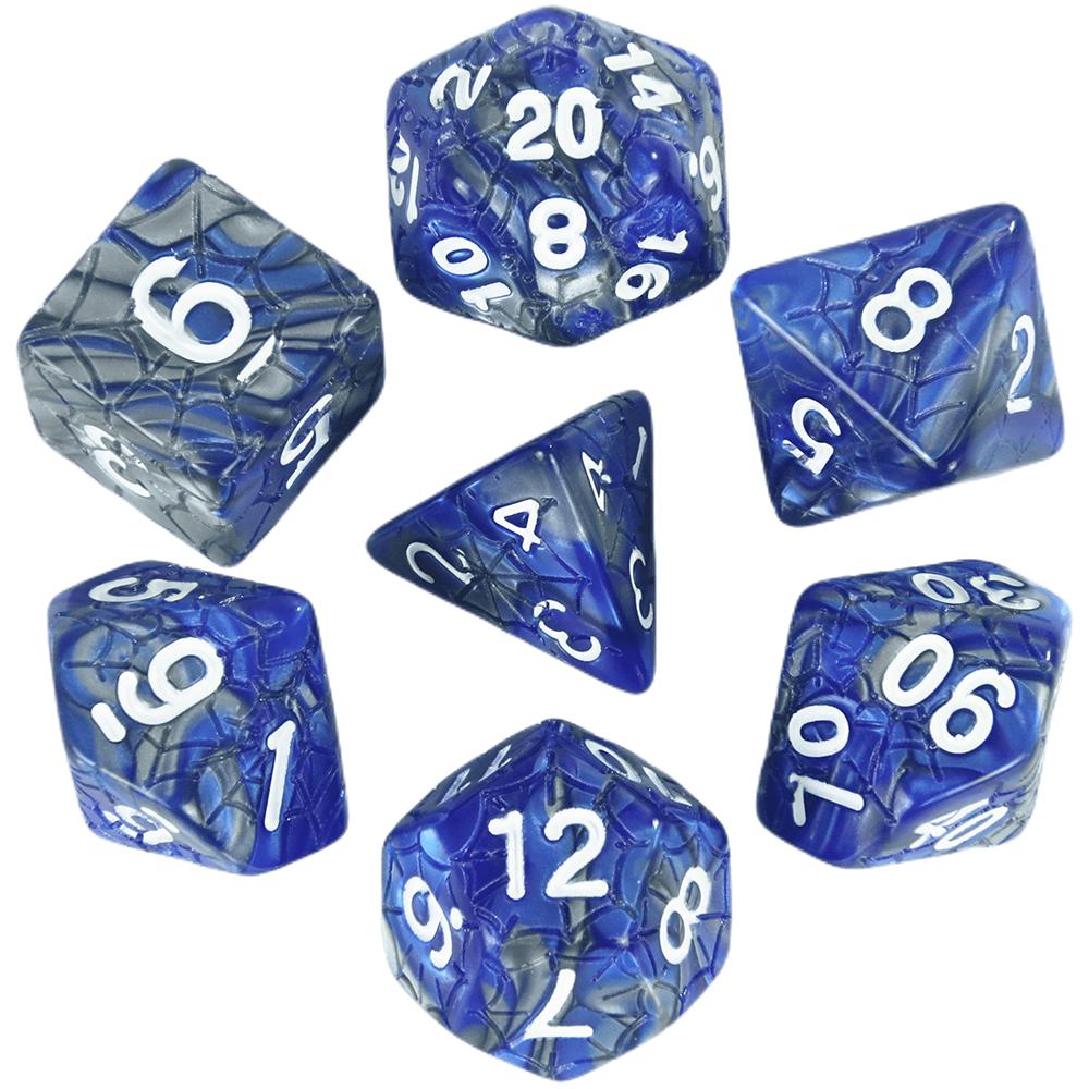 Mixing Color Dice DND 7pcs Polyhedral Dice Set with Engraving Spider Web Effect for DND RPG Magic Gathering Table Game D&D Dice