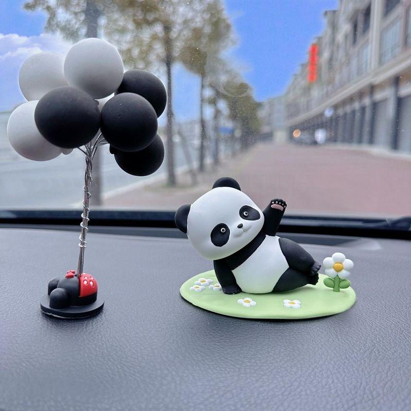 Ins-Style Cute Cartoon Panda Car Dashboard Ornament Car Aroma Diffuser Stone Gypsum Decoration Car Interior Accessories for Women