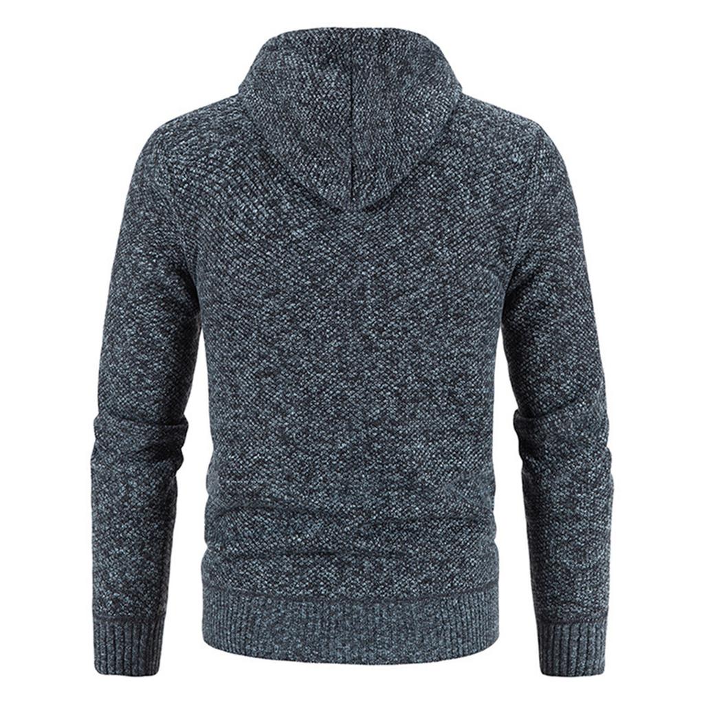 Men  Knitted Sweater Sweater Hooded Hood Zipper Cardigan