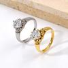 18K Gold-plated Luxury Cubic Zirconia Stainless Steel Rings with No Gloss High-quality Cast Women's Fashion Jewelry