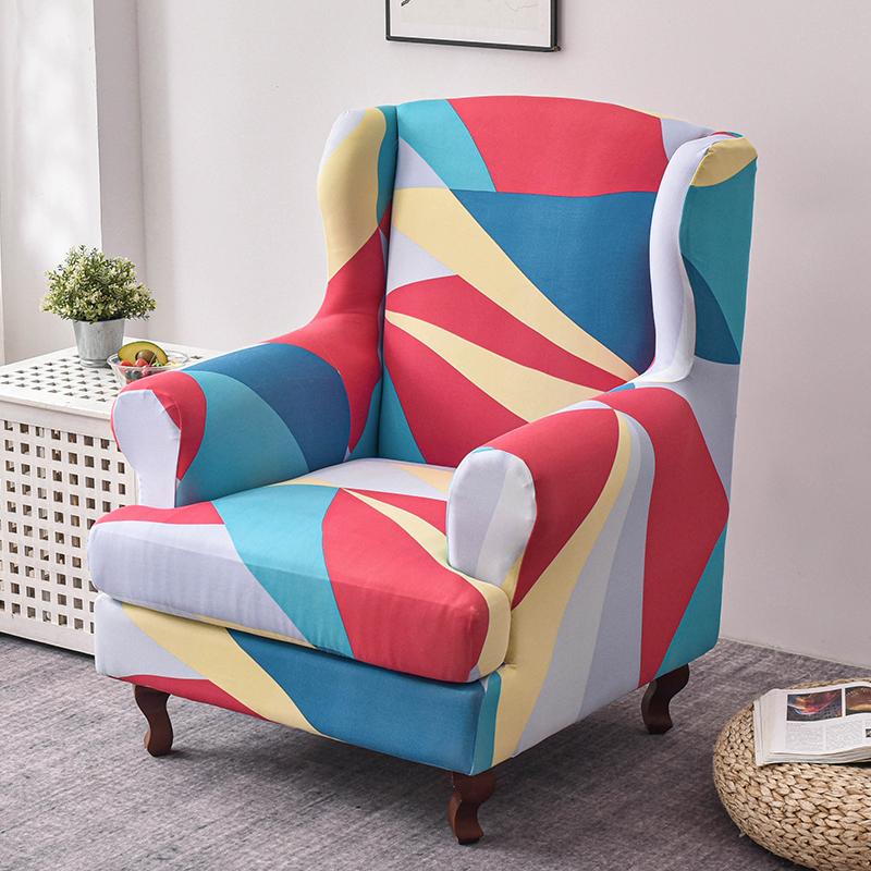 Wingback Chair Slipcover 2 Pieces/set Stretch Sofa Cover Armchair Cover Couch Furniture Protector Elastic Bottom for Living Room