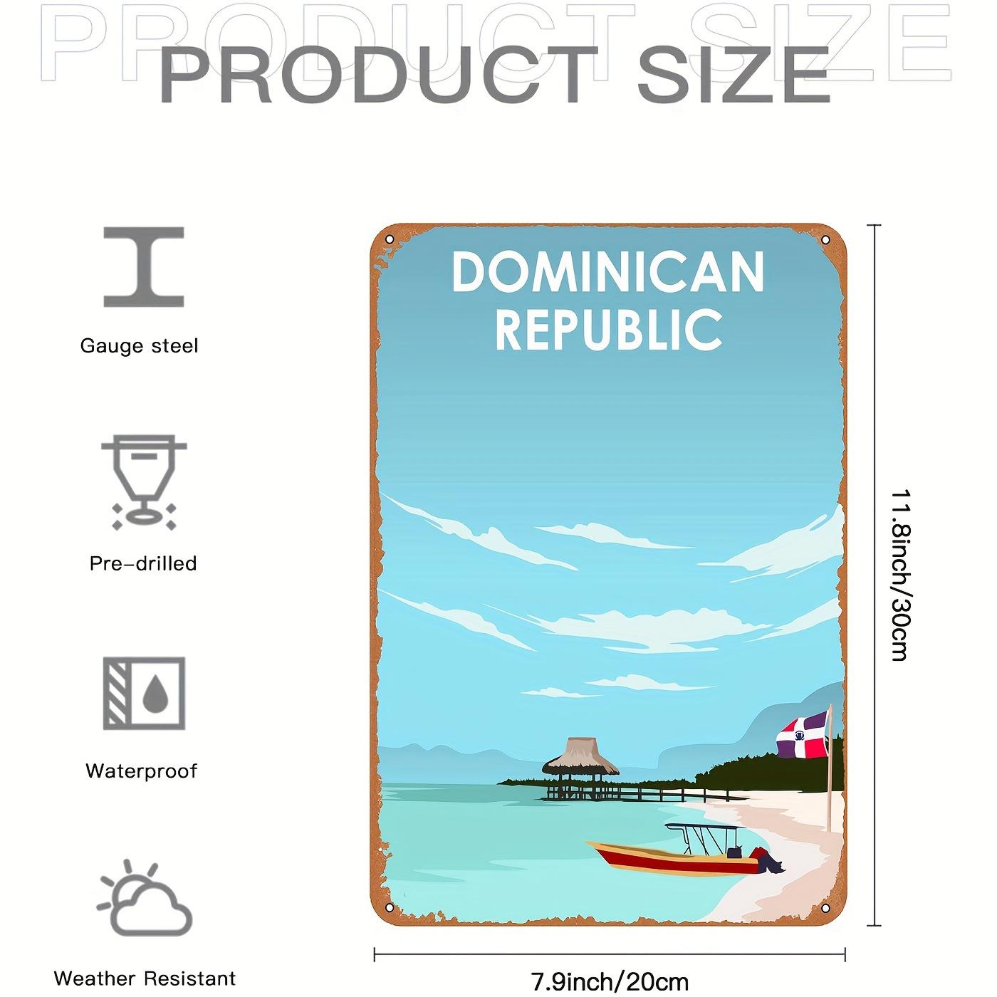 

Dominican Republic Seaside Vintage Metal Sign Tropical Beach Wall Decor D Printed Iron Plaque xcm for Living Room Cafe 20x30cm（7.8x11.8inch）