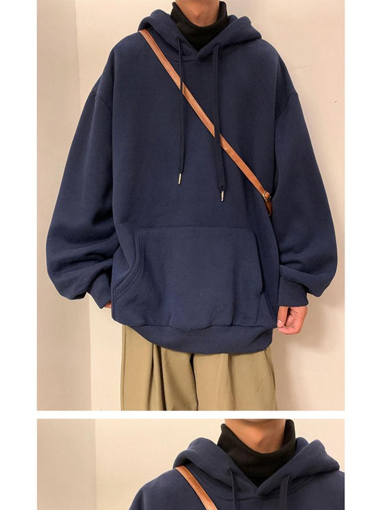 Trendiger Oversize-Hoodie für Herren: 300 g schwere chinesische Baumwolle, einfarbig, Westküsten-Stil, Unisex.