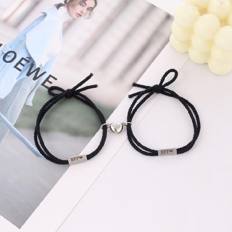 2 Pieces Mutual Attraction BFF Bracelet Distance Adjustable Wristband for BFF
