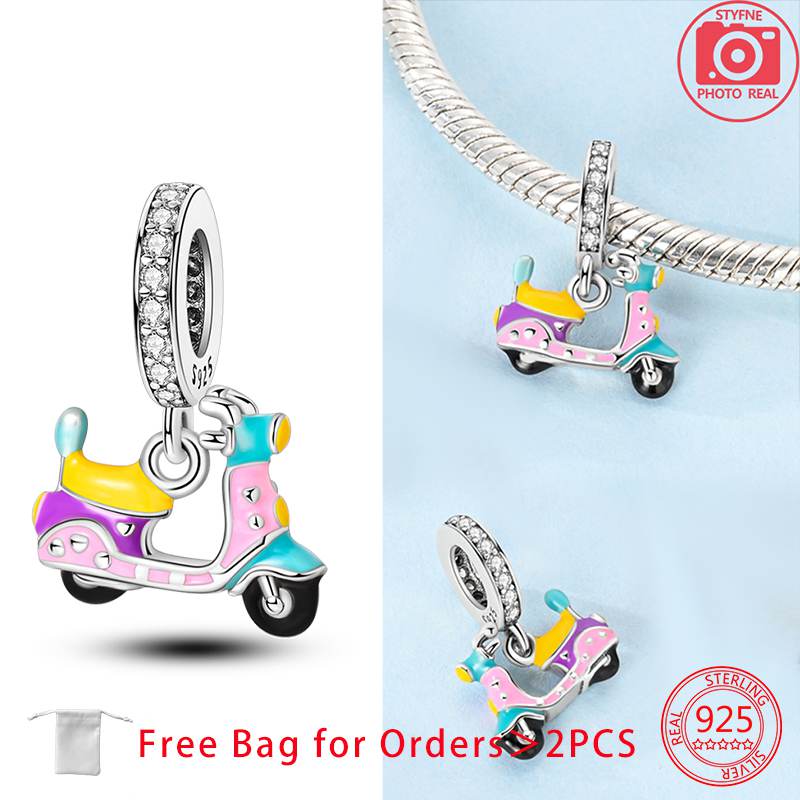 Charm Bead Charms Romantic Balloon Bike Motorcycle Locomotive Copper Bead Charms Pendant Authentic Bracelets Women Do It Yourself Jewellery Making Gif