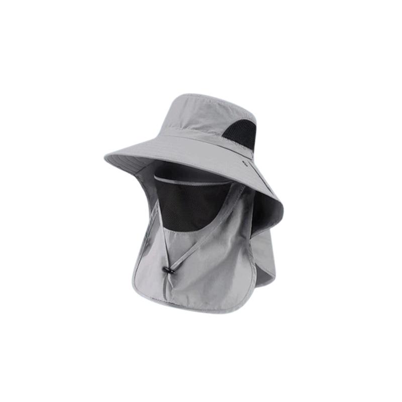 Sun protection hat, outdoor fisherman's hat, detachable face mask, quick-drying hat, large brim hiking hat
