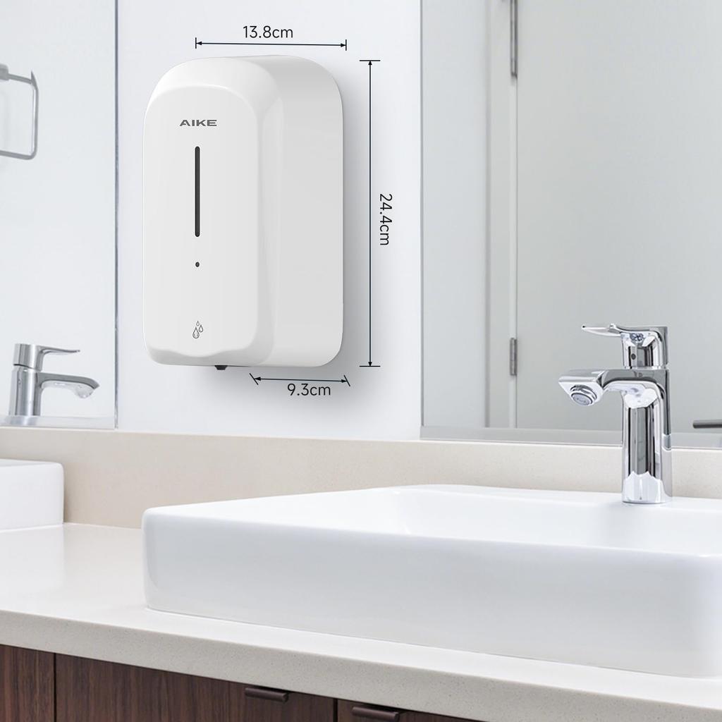 AIKE Wall Mounted Hand Soap Commercial Soap Liquid Battery 5 Levels Compatible with Liquid Hand For Public AK1226 Dispenser, Automatic, Non-Contact,