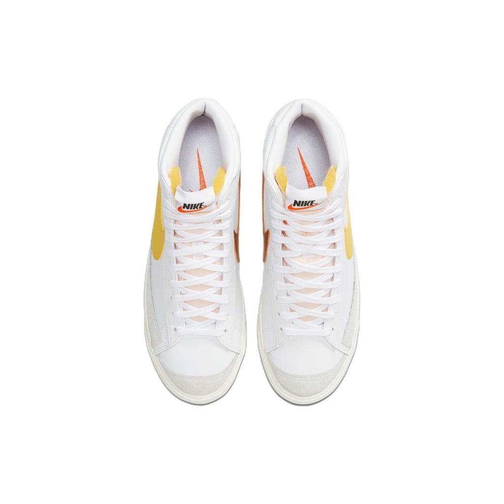 Nike Blazer 77 Vintage Leather Retro Casual Slip Resistant Durable Mid Top Skate Shoes Men Sneakers White Yellow Brown BQ6806-113