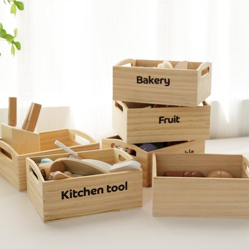 Children's wooden fruits and vegetables, joyful play at home toys, wooden simulation kitchen toys, cooking food Girls