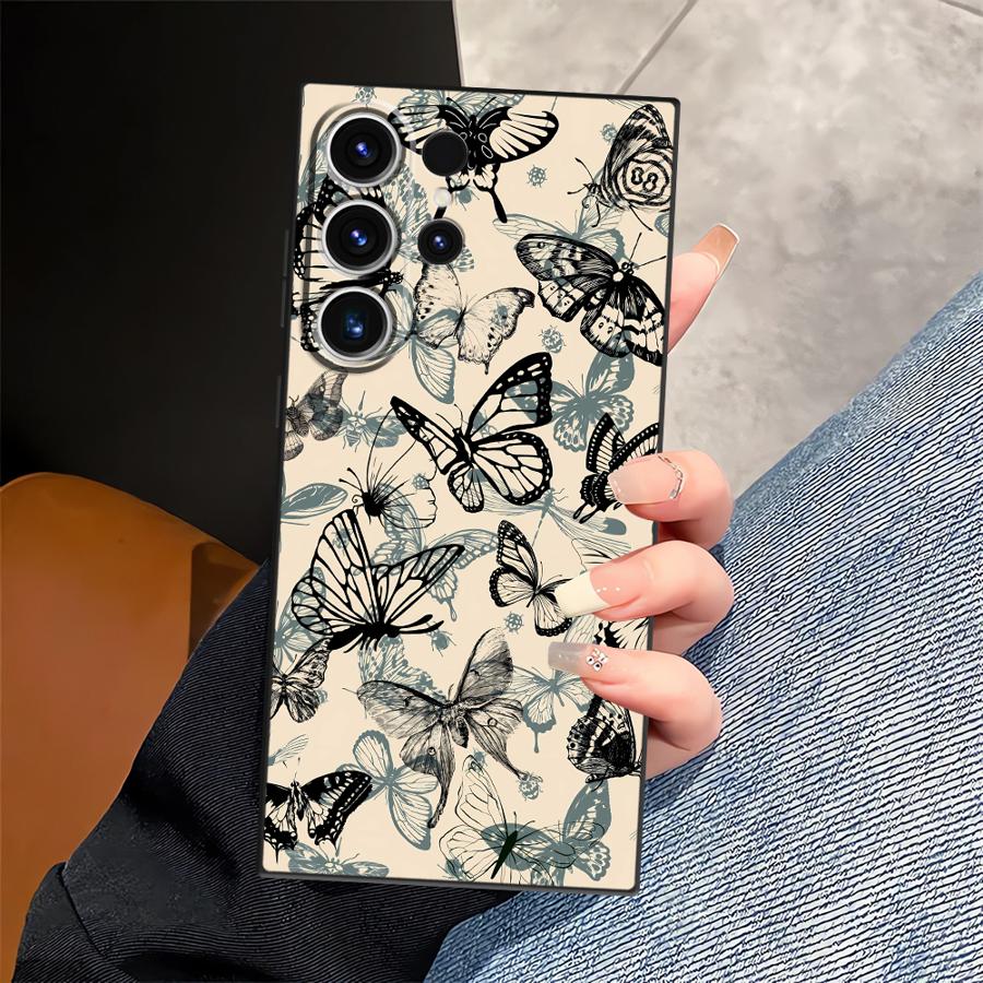 

Retro Butterfly Flower Funda Phone Cover Case for Samsung Galaxy S26 Ultra S21 FE S20 Ultra S24 Note 20 8 9 10 S23 S10 S9 S25 Galaxy S25 FE