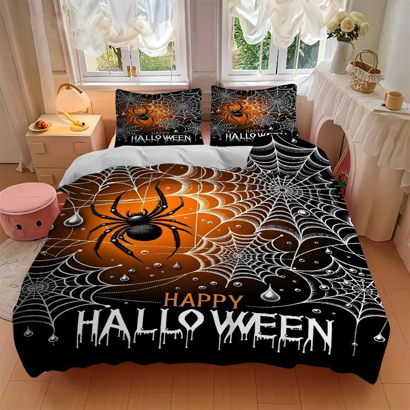 3pc Spider Web Rune Cover Set - 1 Quilt Cover + 2 Pillowcases, All Seasons Bedroom Setting, Perfect for Home098