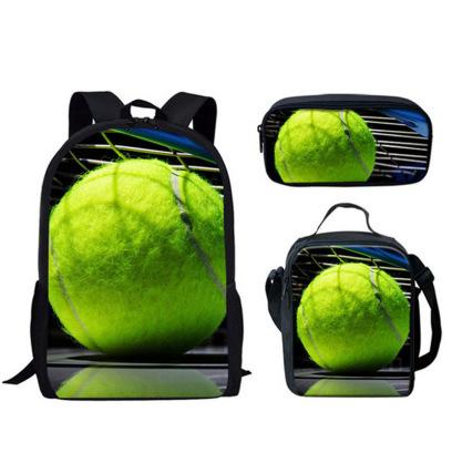 Set Scolastico Tre Pezzi Zaino Borsa Portapenne Borsa Pranzo Zaino con Immagini Street Tide Pallacanestro Calcio Set Zaino