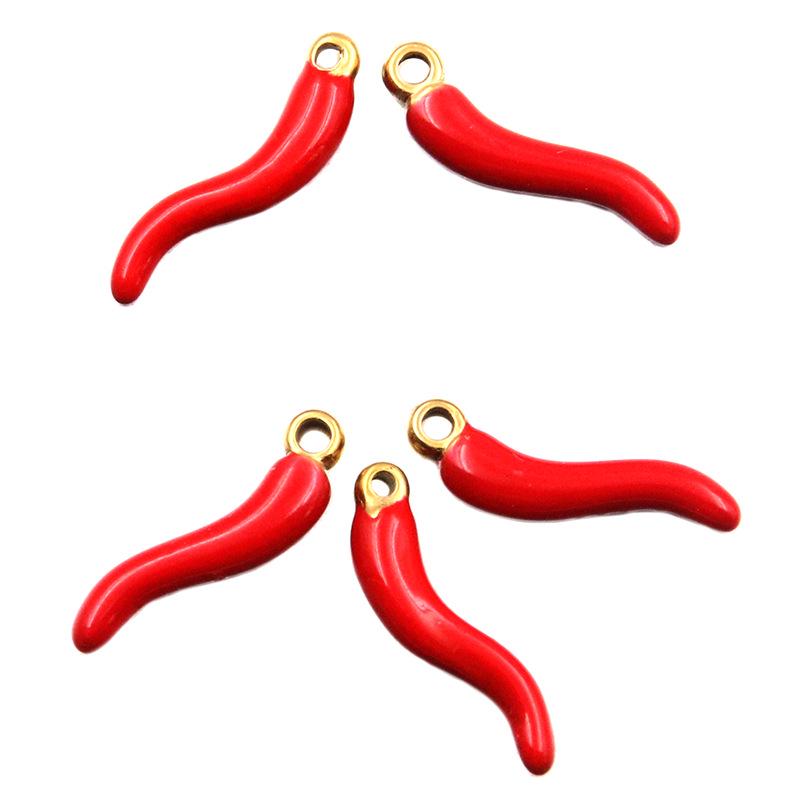 Stainless Steel Small Chili Pepper Simulation Pendant - 2 Styles (6x20mm) Handmade DIY Ornament