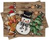 Christmas Snowman Placemats Set of 4, Xmas Tree Gingerbread Man Snowflake Beads Dining Place Mats Table Decor