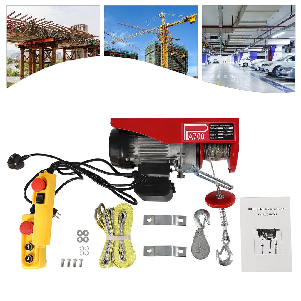 Electric Hoist, 1543 Lbs Electric Winch, Electric Lift, 110 V Electric Hoist with Remote Control & Single/Double Slings