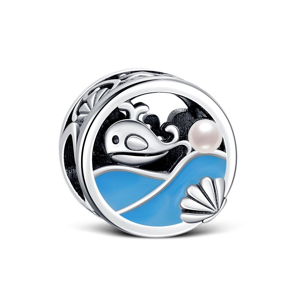 New Copper Mermaid Charm Ocean Glass Beads Pendant Fit Original Bracelet For Women Diy Gift Making Jewelrygift