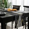 Abstract Marble Linen Table Runners Modern Black Grey Gold Table Runner Dresser Scarf Kitchen Home Party Dining Table Decoration