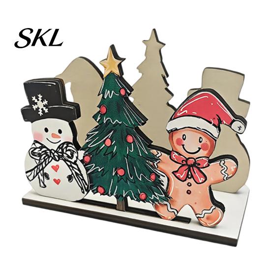 Christmas Tree Napkin Holder Wooden Holder, Freestanding Tissue Dispenser with Star And Snowflake Decor, Winter Holiday Table Decor Decorative Festive