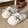 New Bow Cotton Slippers Winter Indoor Home Floor Slippers Non-slip Plush Bag Head Warm Shoes
