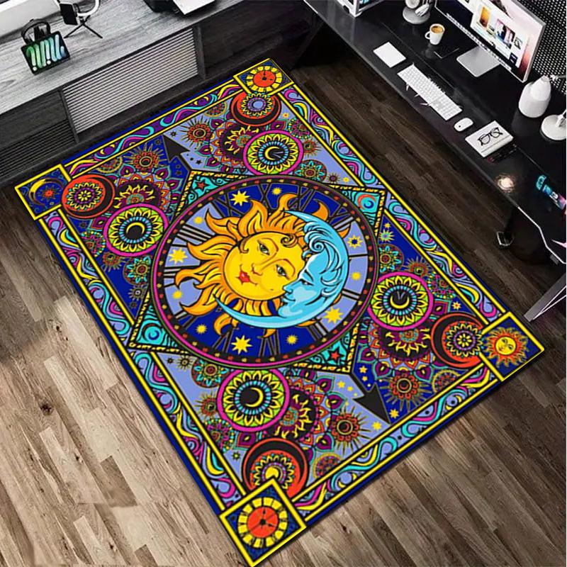 1Pc Sun and Moon Print Rug - Home Decoration Carpet For Living Room Bedroom Flooring Computer Chair Area Rug
