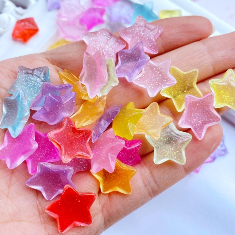 

30Pcs Cute Mixed Mini Transparent Little Stars FlatBack Resin Cabochons Scrapbooking DIY Jewelry Craft Decoration Accessories H7