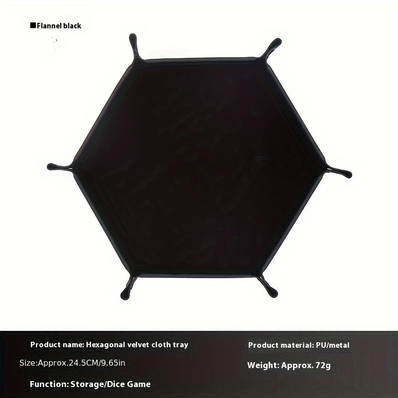 1pc Hexagonal Faux Leather Velvet Folding Storage Tray - Stackable Dice Game Organizer with Open Cover, Multi-Color Options for Tabletop RPG
