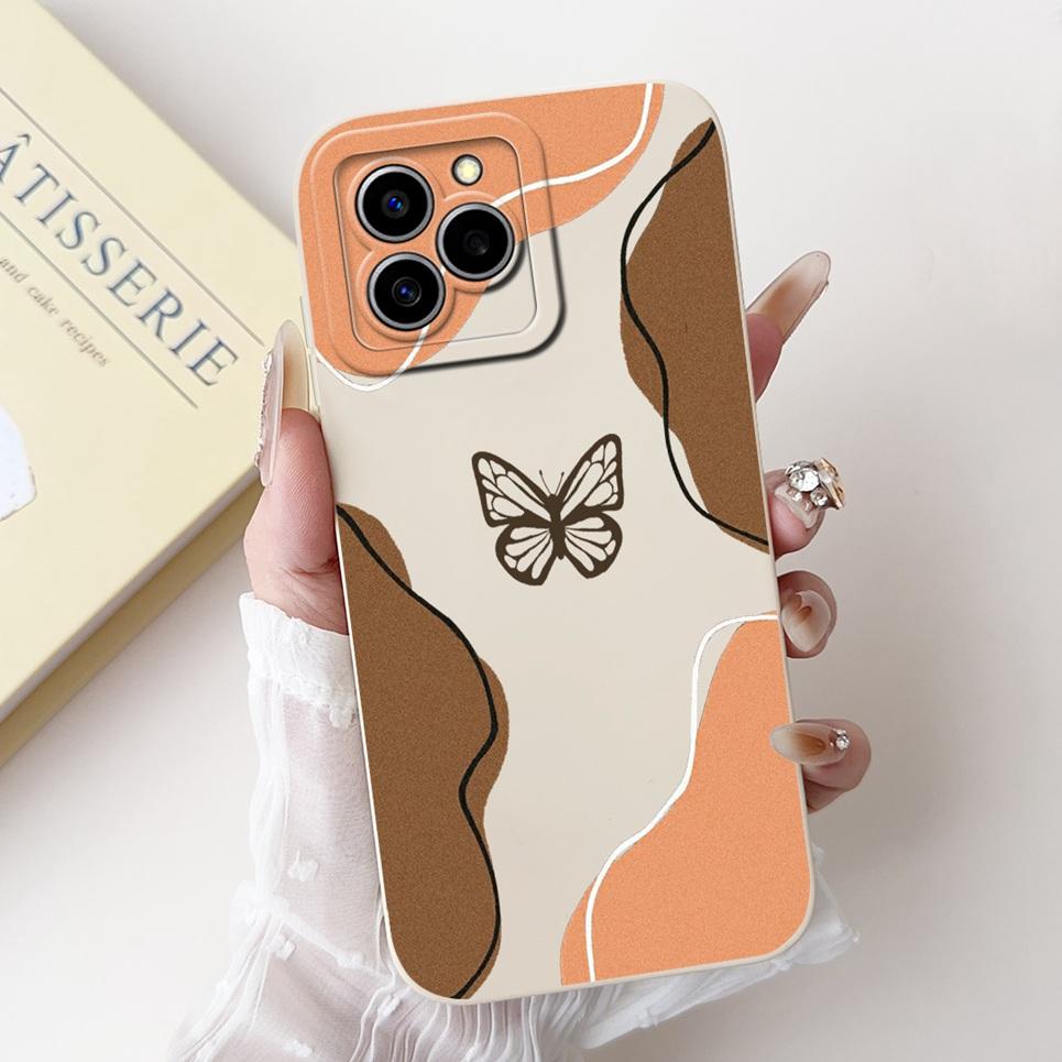 

For Huawei Honor 60 SE 60SE Case Shockproof Liquid Silicone TPU Back Cover Soft Matte Coque Casing Etui Feather Milk Cow Print Huawei Honor 60 SE
