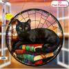 Noble Cat Black Cat Suncatcher, Acrylic Round Sign Translucent Window Hanging, Four Seasons Decoration, Novelty Home Decor