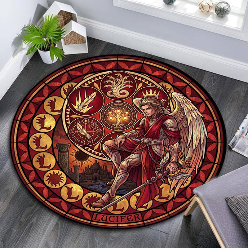 Symbols Glass Round Area Rug Under Office Chairs Bedroom Living Room Home Decor