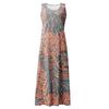 Women's Summer Casual Fashion Retro Printed Sleeveless Round Neck Pocket Dress