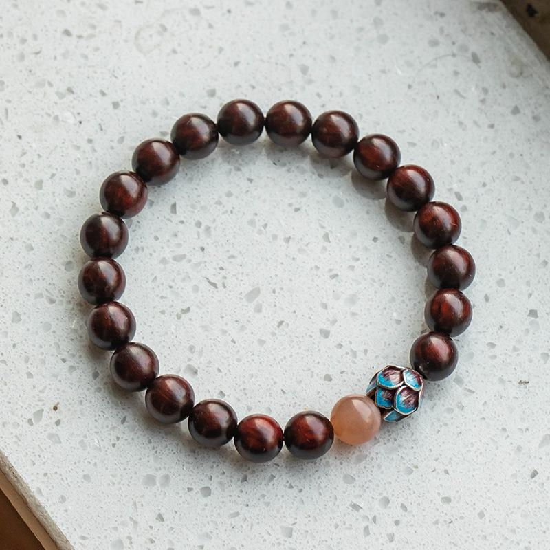 Indian small-leaf rosewood lotus bracelet for women, made from old gold-star material, single-loop hand-held Buddhist prayer beads, decorative Pterocarpus santalinus