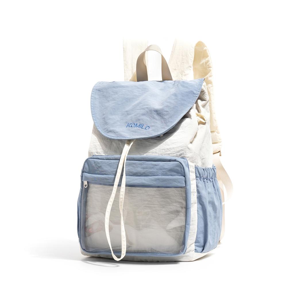 Schoolbag new Japanese contrasting color versatile backpack casual lightweight schoolbag transparent pain bag lightweight travel backpack
