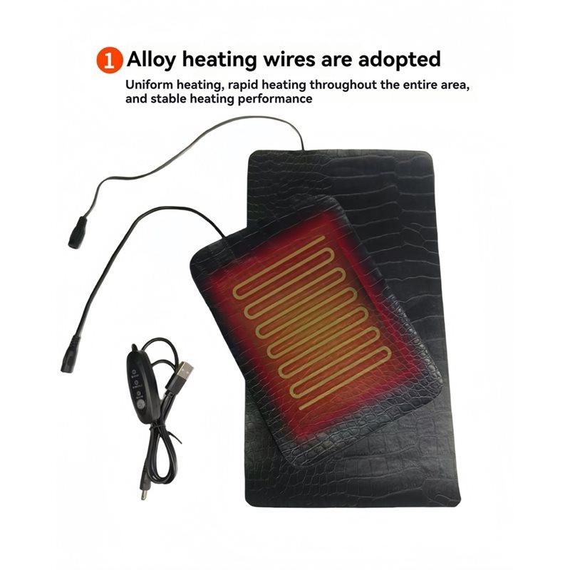 USB For Reptile And Turtle Heating Pad Adjustable 3-Level Temperature, Leather Design Anti-Scratch Waterproof Pet Pad 22X 15CM