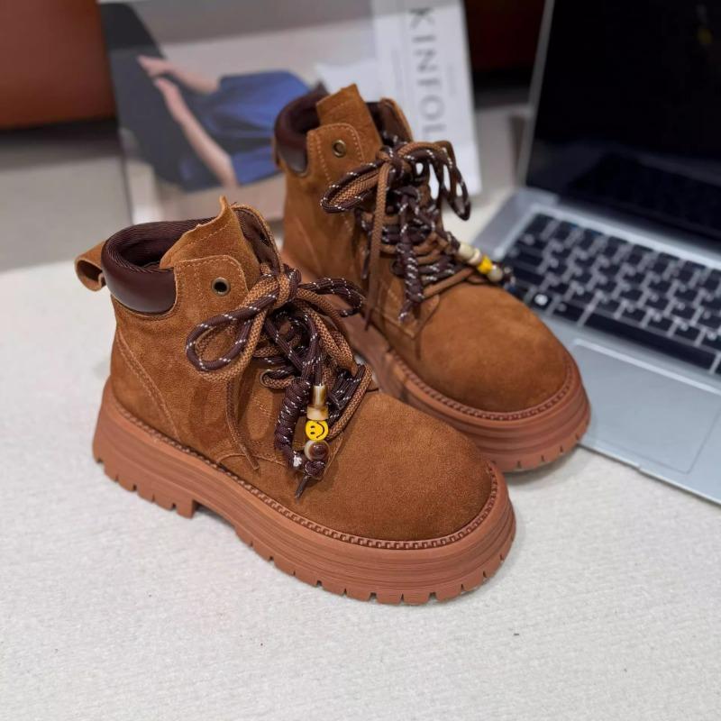 Leather Martin boots women's early autumn new thick-soled versatile western denim casual versatile