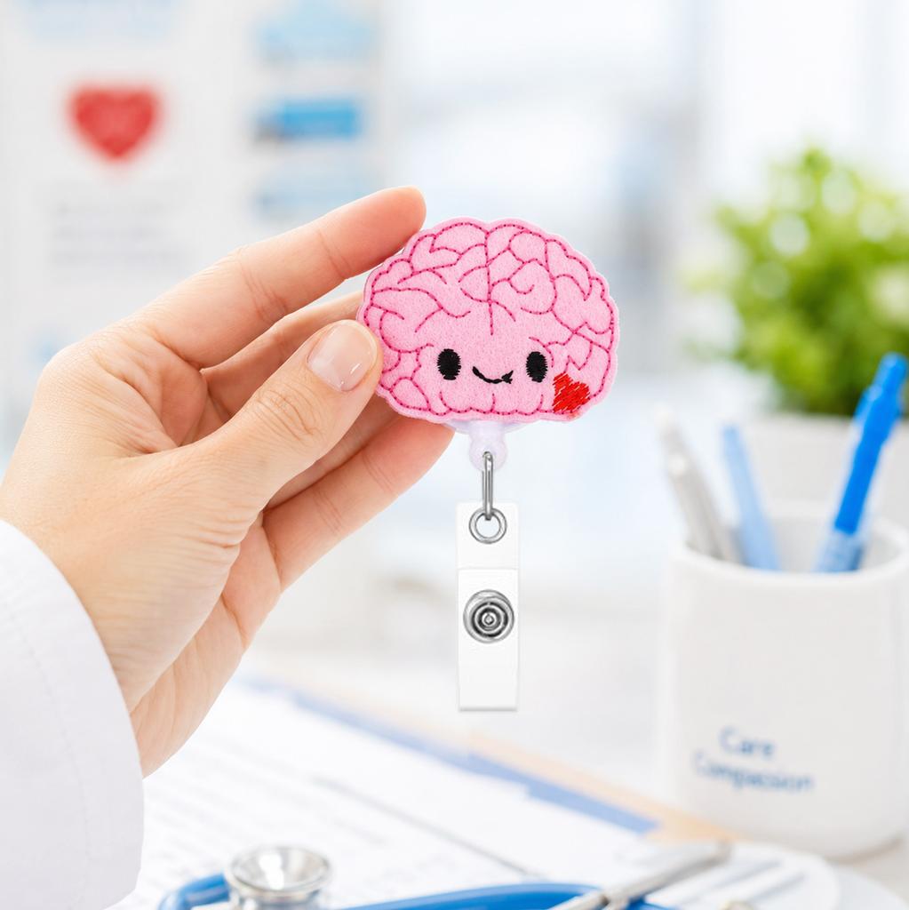 Retractable Badge Reel Holder with Smiling Capsule Design for Nurses Medical Staff ID Card Clip Durable Retractable Cord
